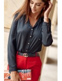 Elegant shirt with a lace back, black 4330 - Online store - Boutique